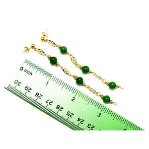 Vintage Jade Drop Dangle Earrings 3-inch 14K Gold-Filled Semi-precious Gemstones